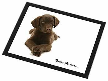 Chocolate Labrador Dog Love Black Rim High Quality Glass Placemat