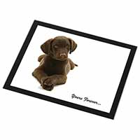 Chocolate Labrador Dog Love Black Rim High Quality Glass Placemat