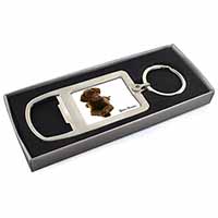 Chocolate Labrador Dog Love Chrome Metal Bottle Opener Keyring in Box