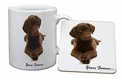 Chocolate Labrador Dog Love Mug and Coaster Set