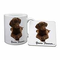Chocolate Labrador Dog Love Mug and Coaster Set