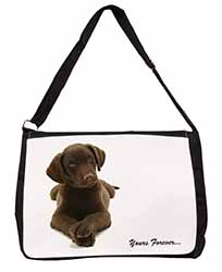 Chocolate Labrador Dog Love Large Black Laptop Shoulder Bag School/College