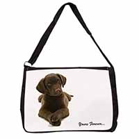 Chocolate Labrador Dog Love Large Black Laptop Shoulder Bag School/College