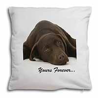 Chocolate Labrador Dog Love Soft White Velvet Feel Scatter Cushion