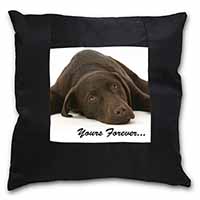 Chocolate Labrador Dog Love Black Satin Feel Scatter Cushion