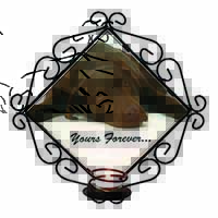 Chocolate Labrador Dog Love Wrought Iron Wall Art Candle Holder