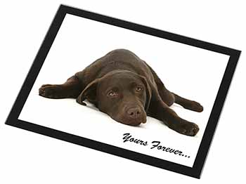 Chocolate Labrador Dog Love Black Rim High Quality Glass Placemat