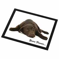 Chocolate Labrador Dog Love Black Rim High Quality Glass Placemat