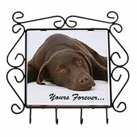 Chocolate Labrador Dog Love Wrought Iron Key Holder Hooks