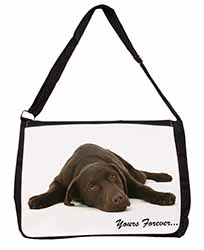 Chocolate Labrador Dog Love Large Black Laptop Shoulder Bag School/College