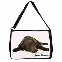 Chocolate Labrador Dog Love Large Black Laptop Shoulder Bag School/College