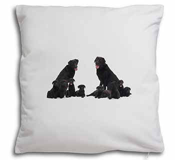 Black Labradors Soft White Velvet Feel Scatter Cushion