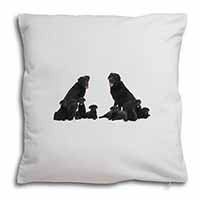 Black Labradors Soft White Velvet Feel Scatter Cushion