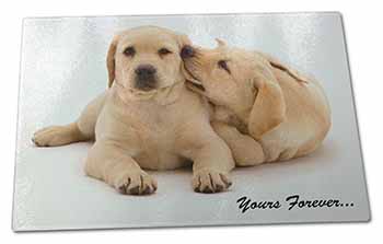 Large Glass Cutting Chopping Board Yellow Labrador Dog 