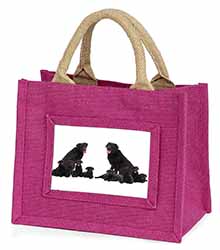 Black Labradors Little Girls Small Pink Jute Shopping Bag