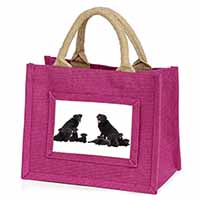 Black Labradors Little Girls Small Pink Jute Shopping Bag