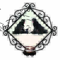 Black Labradors Wrought Iron Wall Art Candle Holder