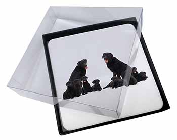 4x Black Labradors Picture Table Coasters Set in Gift Box