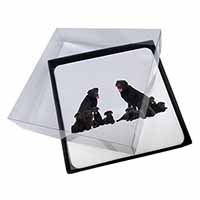 4x Black Labradors Picture Table Coasters Set in Gift Box