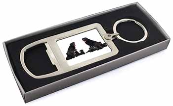 Black Labradors Chrome Metal Bottle Opener Keyring in Box