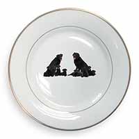 Black Labradors Gold Rim Plate Printed Full Colour in Gift Box