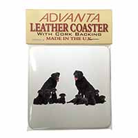 Black Labradors Single Leather Photo Coaster