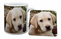 Yellow Labrador Puppy Mug and Coaster Set