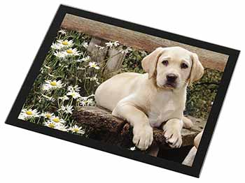 Yellow Labrador Puppy Black Rim High Quality Glass Placemat