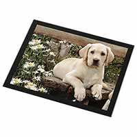 Yellow Labrador Puppy Black Rim High Quality Glass Placemat