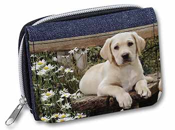 Yellow Labrador Puppy Unisex Denim Purse Wallet