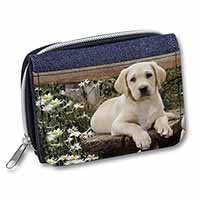 Yellow Labrador Puppy Unisex Denim Purse Wallet