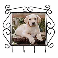 Yellow Labrador Puppy Wrought Iron Key Holder Hooks