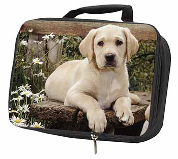 Yellow Labrador Puppy Black Insulated School Lunch Box/Picnic Bag