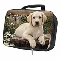 Yellow Labrador Puppy Black Insulated School Lunch Box/Picnic Bag