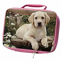 Yellow Labrador Puppy Insulated Pink School Lunch Box/Picnic Bag