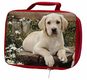 Yellow Labrador Puppy Insulated Red School Lunch Box/Picnic Bag