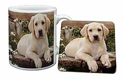 Yellow Labrador Puppy Mug and Coaster Set