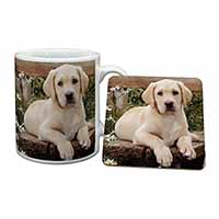 Yellow Labrador Puppy Mug and Coaster Set