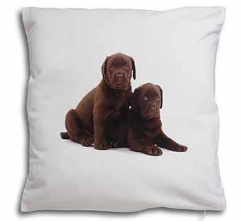 Chocolate Labrador Puppy Dogs Soft White Velvet Feel Scatter Cushion