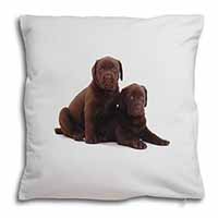 Chocolate Labrador Puppy Dogs Soft White Velvet Feel Scatter Cushion