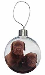 Chocolate Labrador Puppy Dogs Christmas Bauble