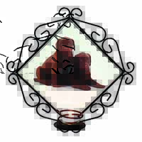 Chocolate Labrador Puppy Dogs Wrought Iron Wall Art Candle Holder