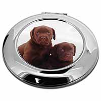 Chocolate Labrador Puppy Dogs Make-Up Round Compact Mirror