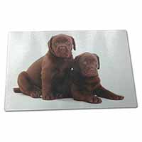 Large Glass Cutting Chopping Board Chocolate Labrador Puppy Dogs