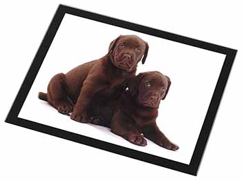 Chocolate Labrador Puppy Dogs Black Rim High Quality Glass Placemat