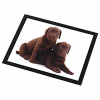 Chocolate Labrador Puppy Dogs Black Rim High Quality Glass Placemat