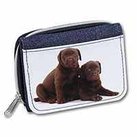 Chocolate Labrador Puppy Dogs Unisex Denim Purse Wallet