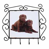 Chocolate Labrador Puppy Dogs Wrought Iron Key Holder Hooks