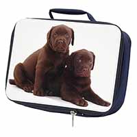 Chocolate Labrador Puppy Dogs Navy Insulated School Lunch Box/Picnic Bag