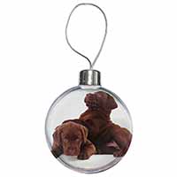 Chocolate Labrador Puppies Christmas Bauble